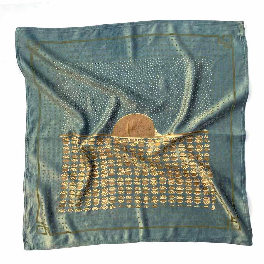Hand Block Printed Cotton Silk Square Bandana | Surya