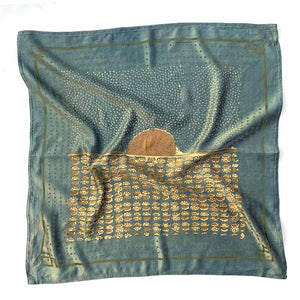 Hand Block Printed Cotton Silk Square Bandana | Surya
