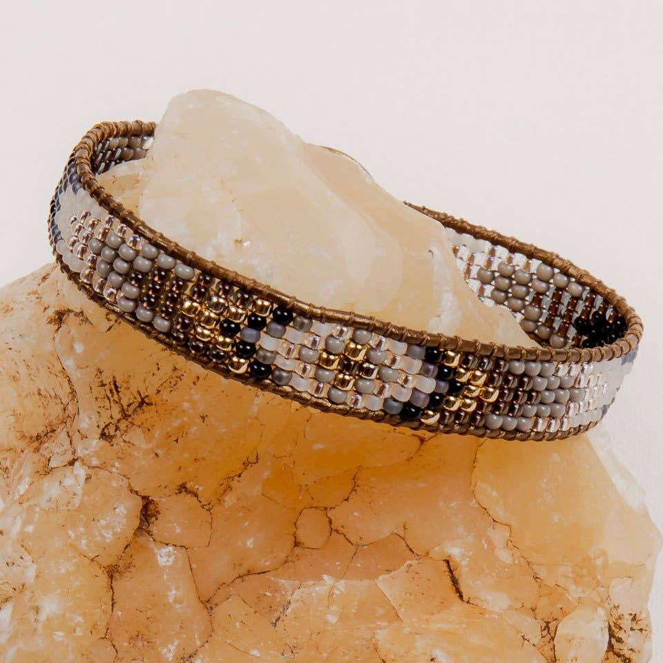 Gold and Glass Beaded Bracelet