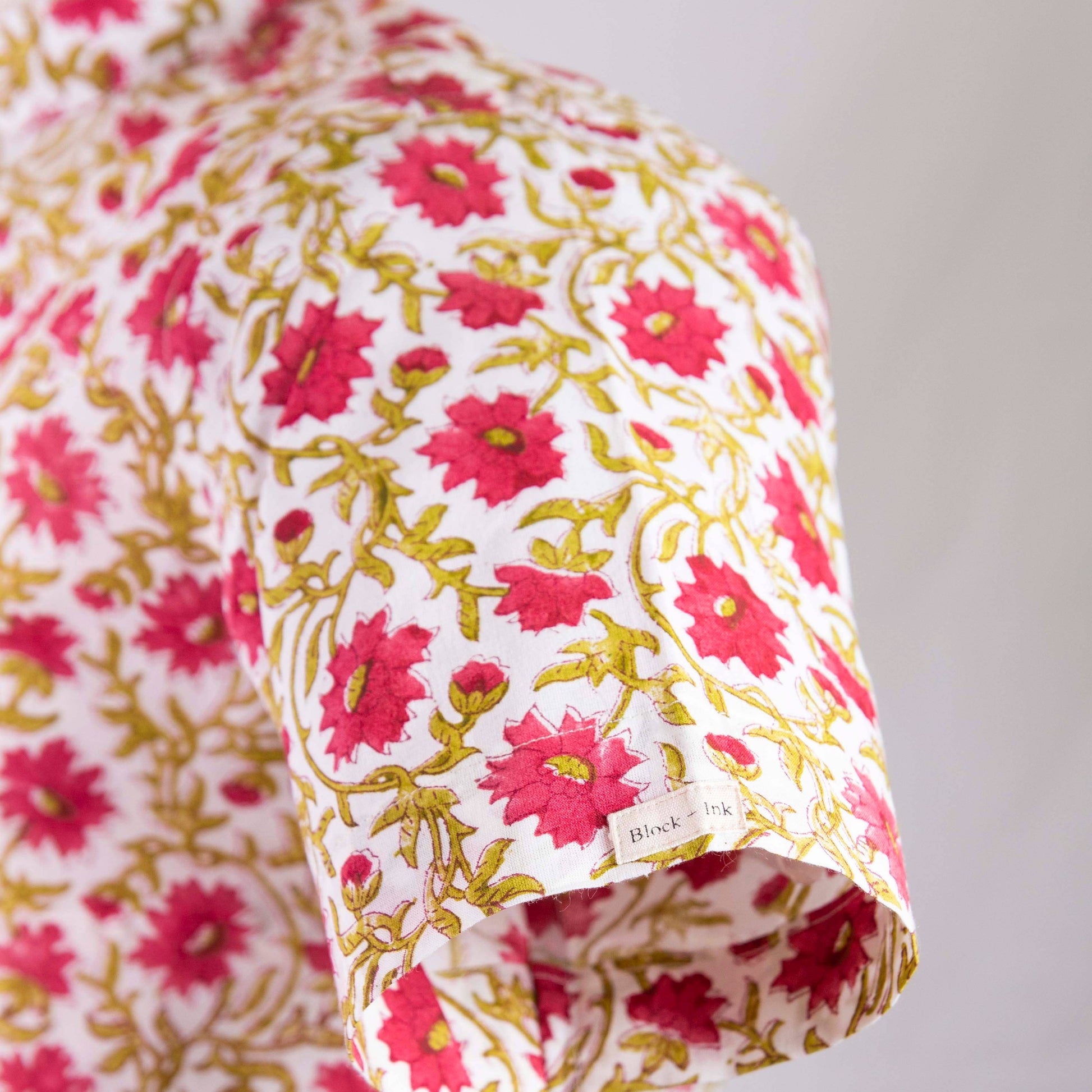Orange Floral Slim Fit Mandarin Collar Shirt