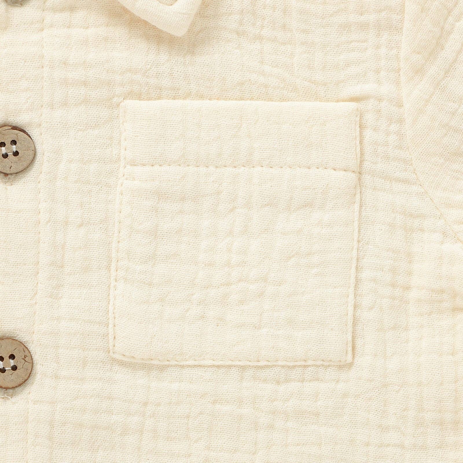 Organic short sleeve button up shirt in Cream