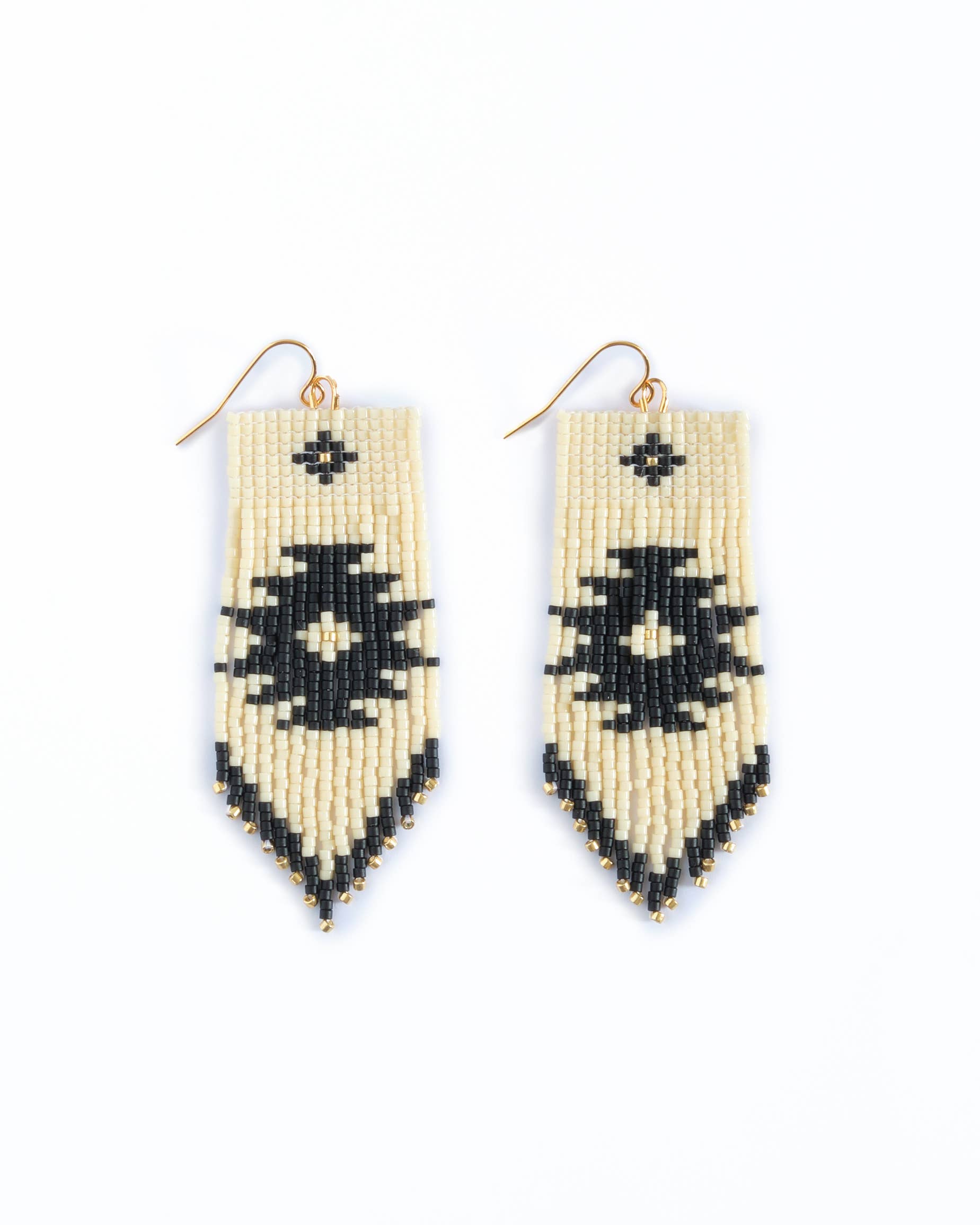 Tribal Fringe Earrings (Cream/Black)