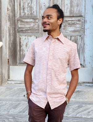 Salmon Ikat Men's Button Down Shirt