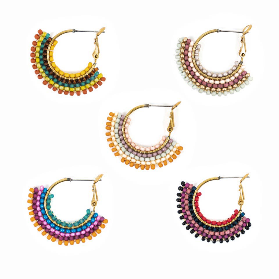 Handmade Beaded Skirt Hoop Earrings