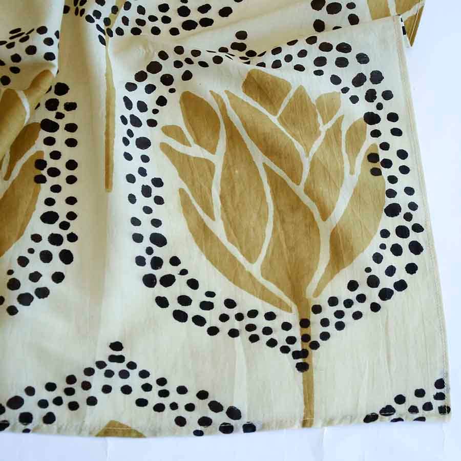 Hand Blocked Printed Cotton and Silk Head Bandana- Golden Gal