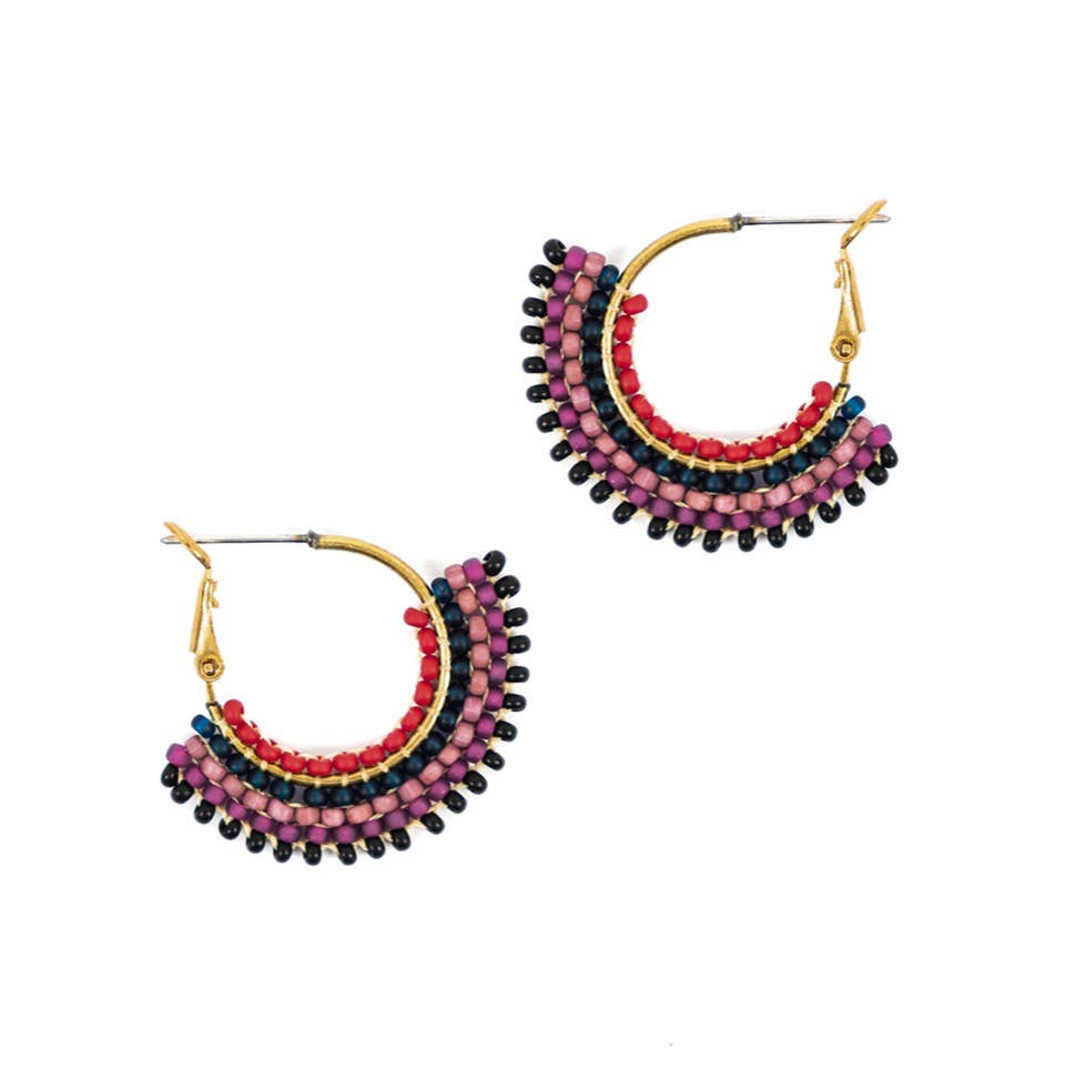 Handmade Beaded Skirt Hoop Earrings