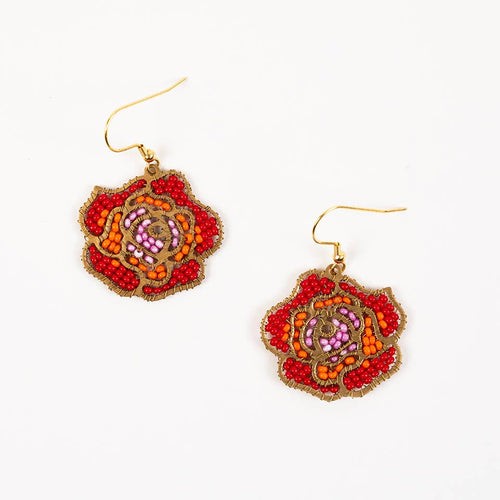 Beaded Rose Earrings
