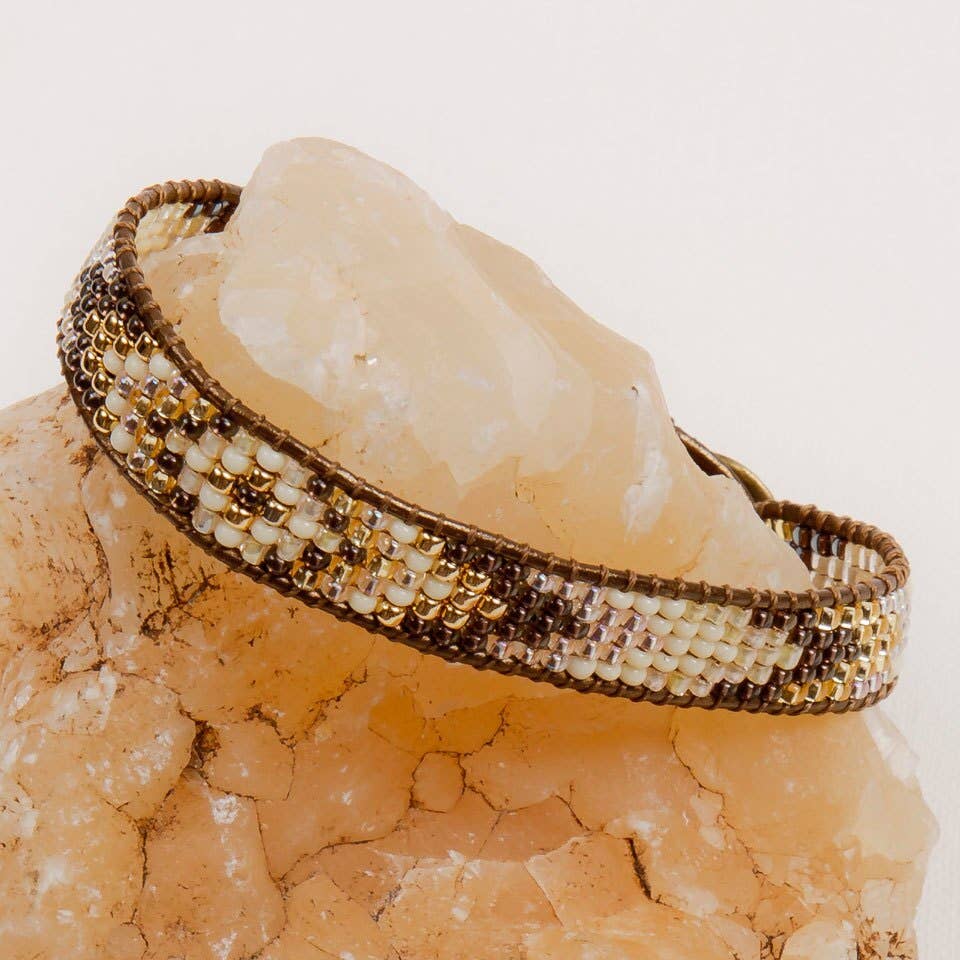 Gold and Glass Beaded Bracelet