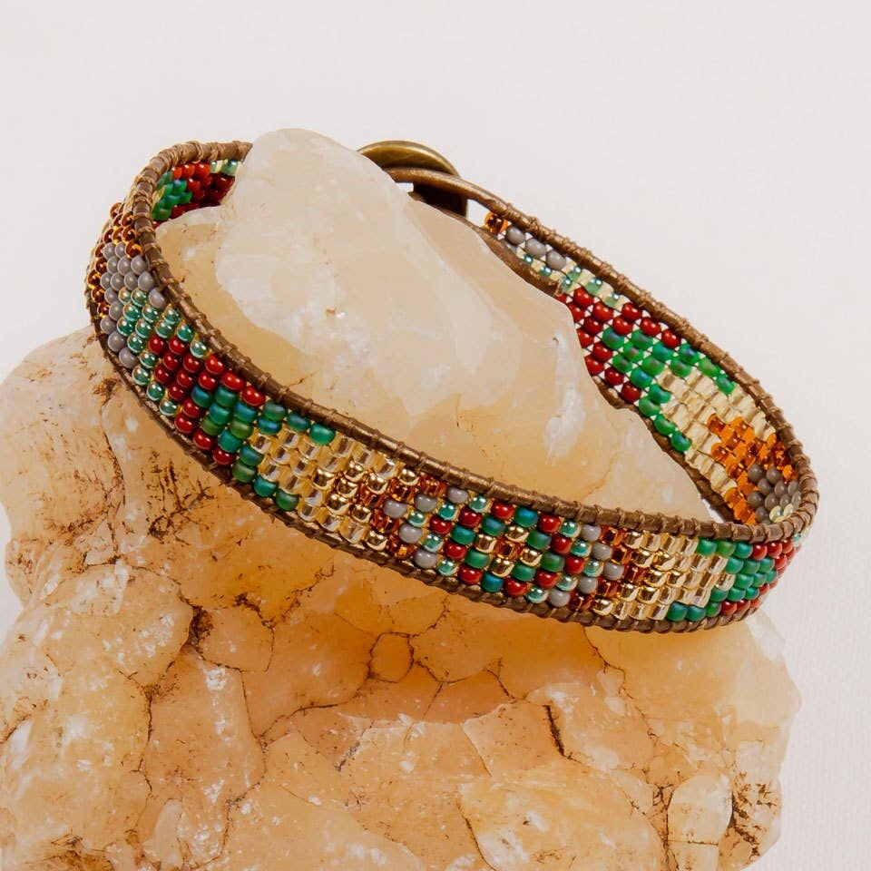 Gold and Glass Beaded Bracelet
