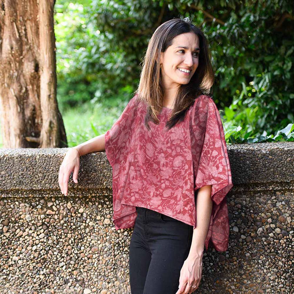 Red Women's Apparel Top | Relaxed Fit Blouse | Red Radha