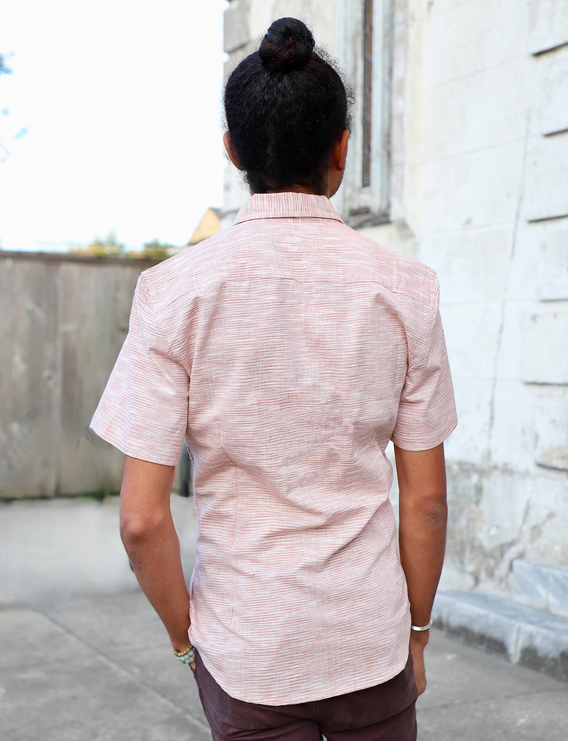 Salmon Ikat Men's Button Down Shirt