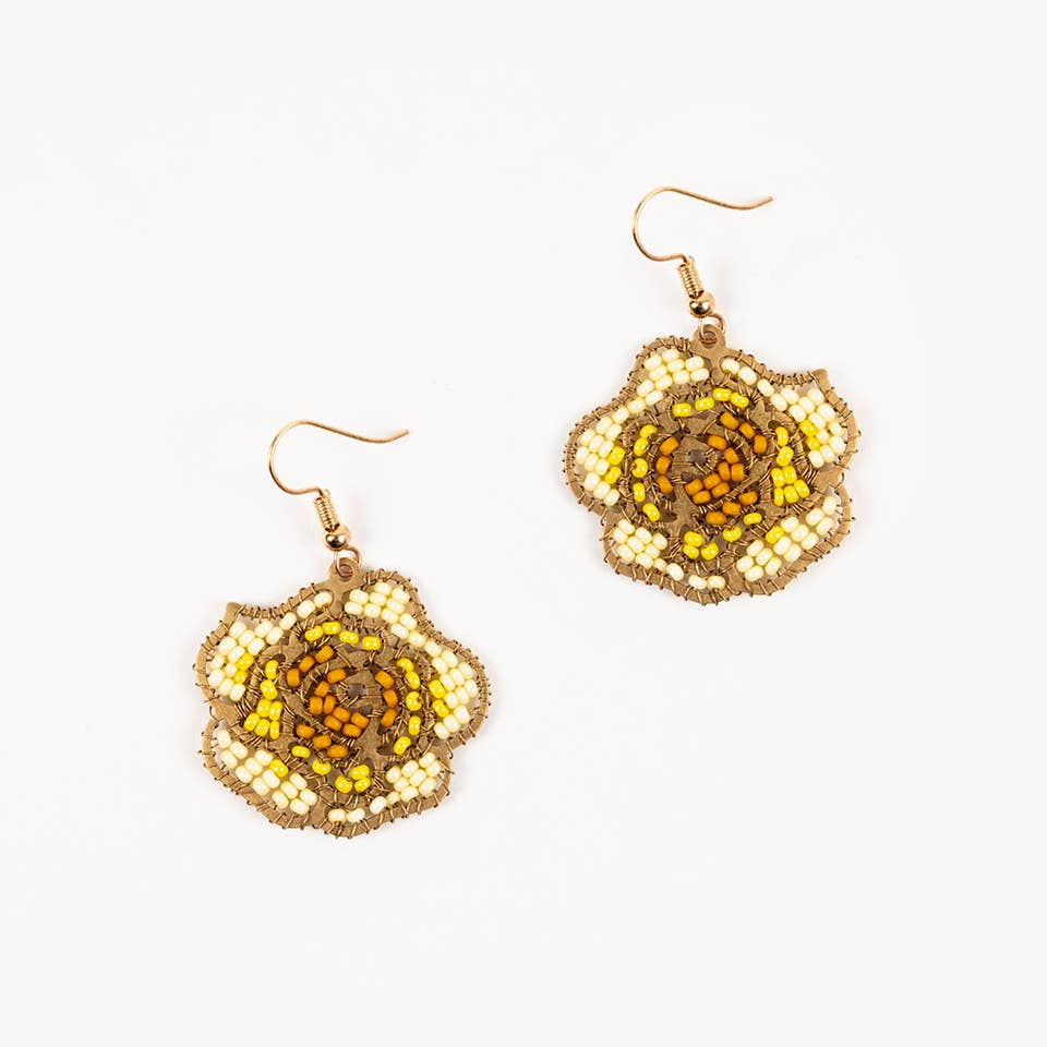 Beaded Rose Earrings
