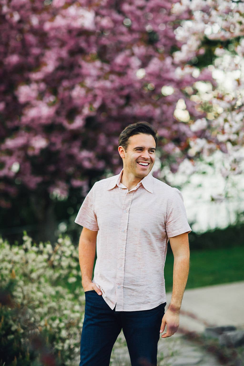 Salmon Ikat Men's Button Down Shirt