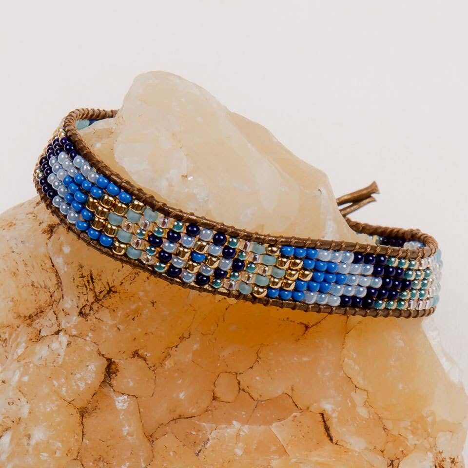 Gold and Glass Beaded Bracelet