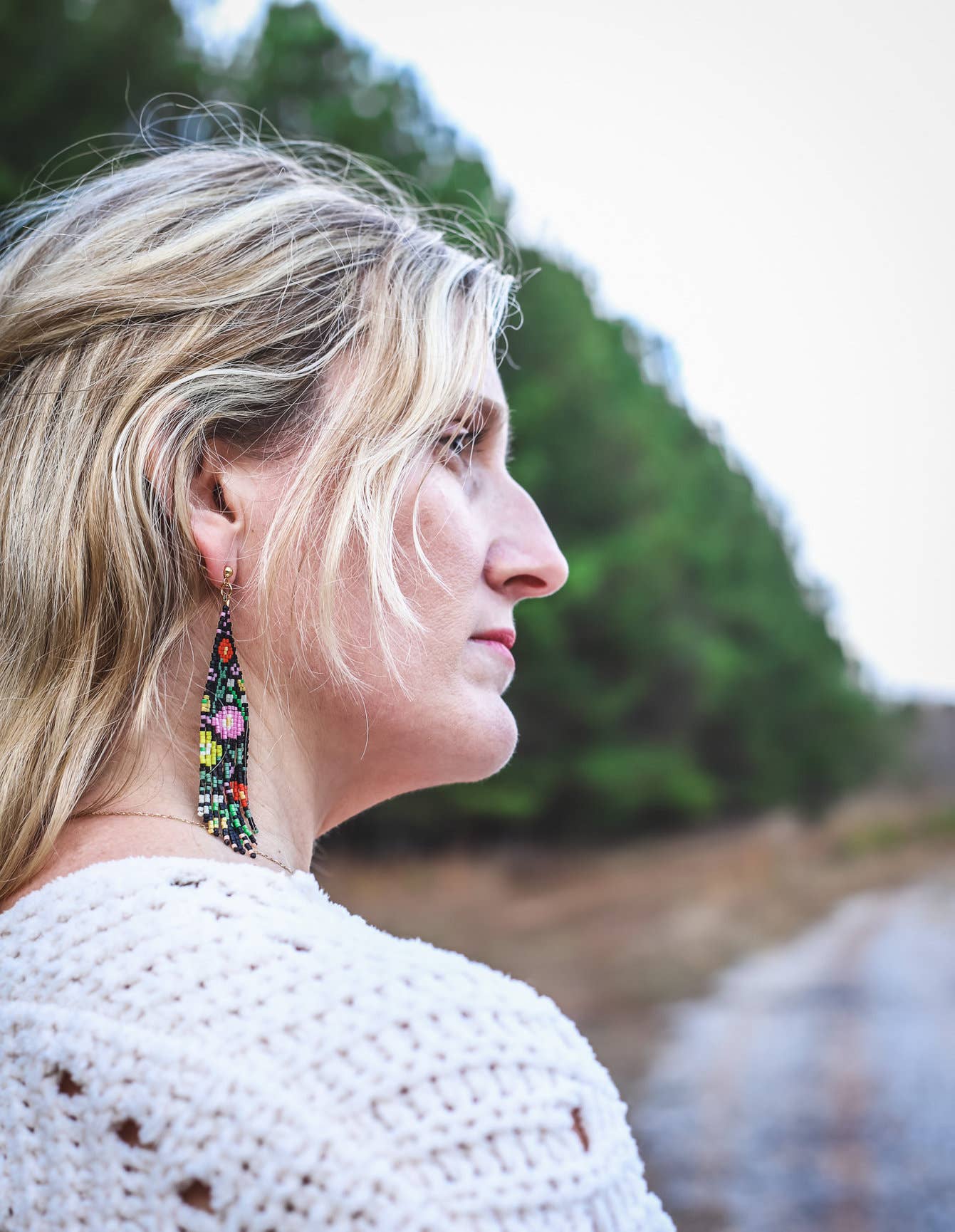 Wildflower Fringe Earrings (Tan)