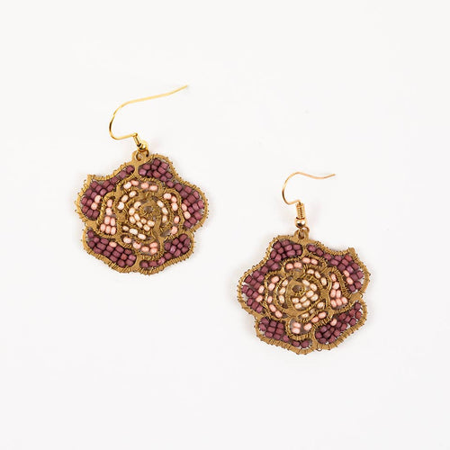 Beaded Rose Earrings