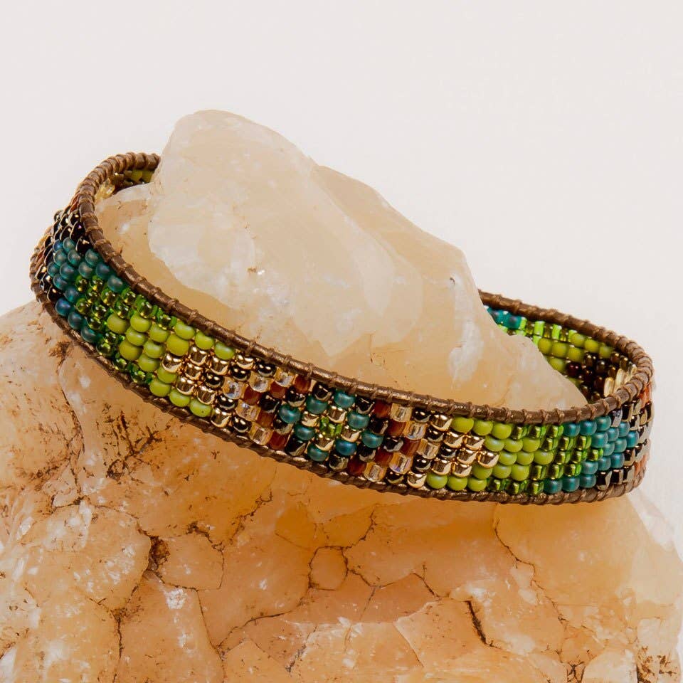 Gold and Glass Beaded Bracelet