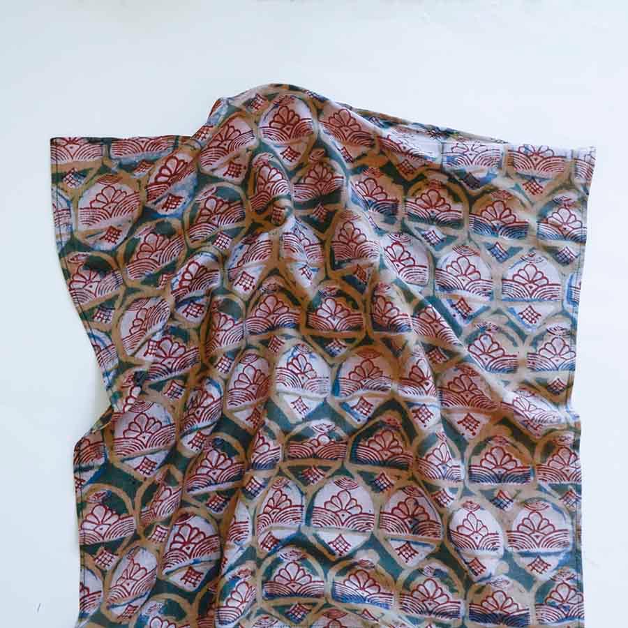 Handcrafted Cotton-Silk Square Bandana Head Scarf | Emerald