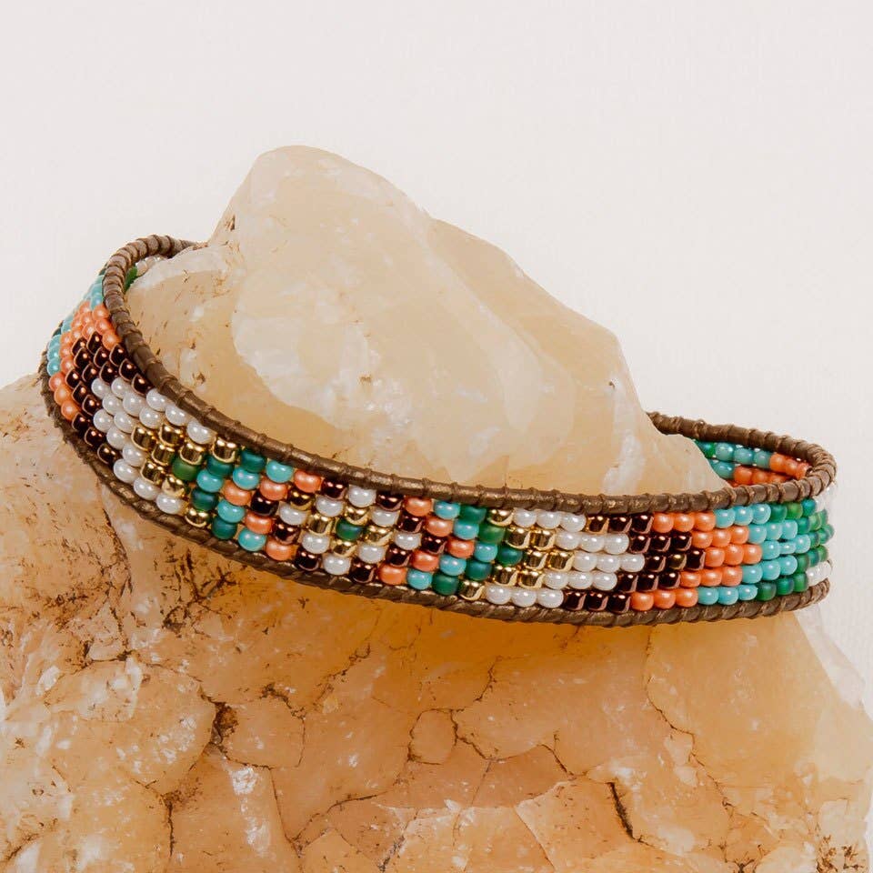 Gold and Glass Beaded Bracelet