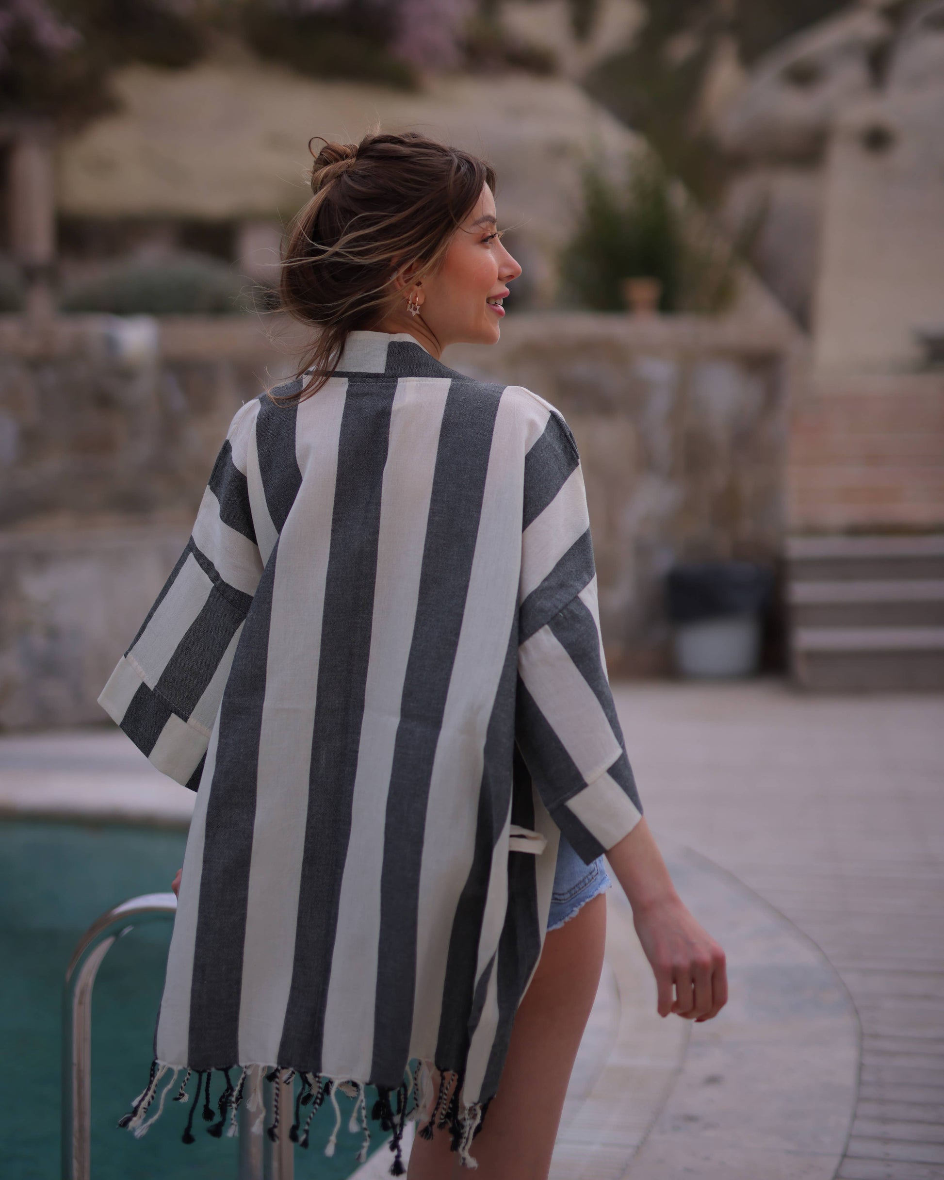 Striped Orange Beach Cover Up