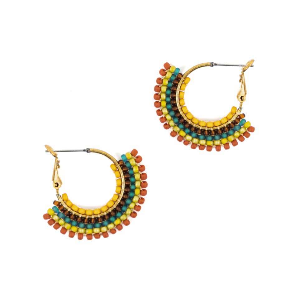Handmade Beaded Skirt Hoop Earrings