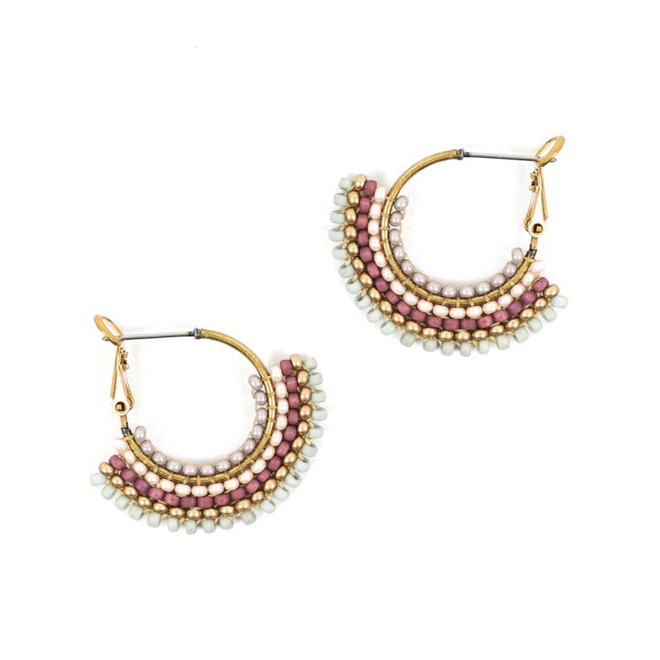 Handmade Beaded Skirt Hoop Earrings