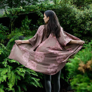 Women's Hand Block Printed Kimono Robe-Dress - Autumn Breeze