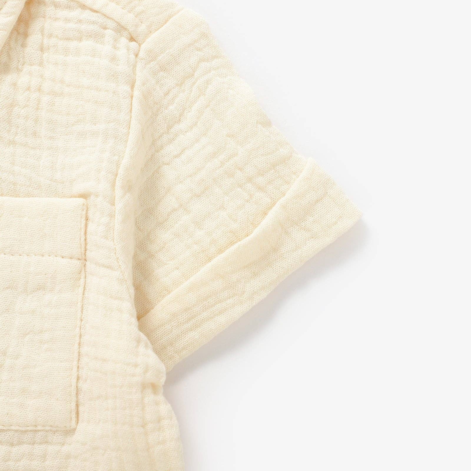 Organic short sleeve button up shirt in Cream