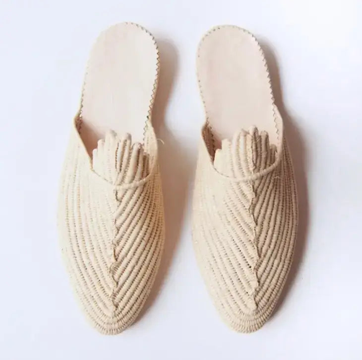 Natural Raffia Slippers  Handmade in Morocco