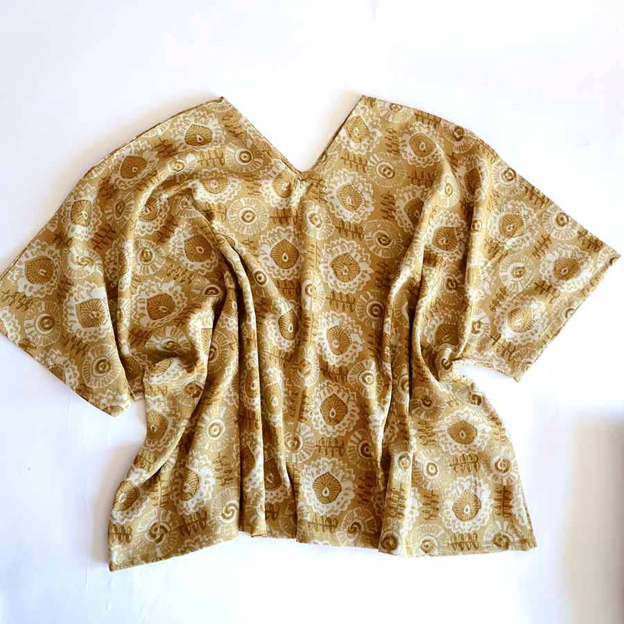 Mustard Cotton Blouse Hand Block Printed Top - Crystal