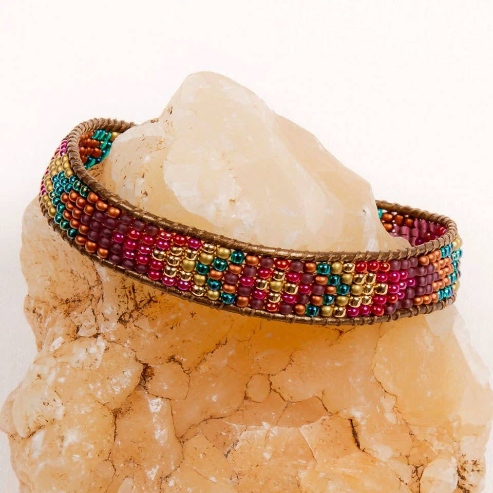 Gold and Glass Beaded Bracelet