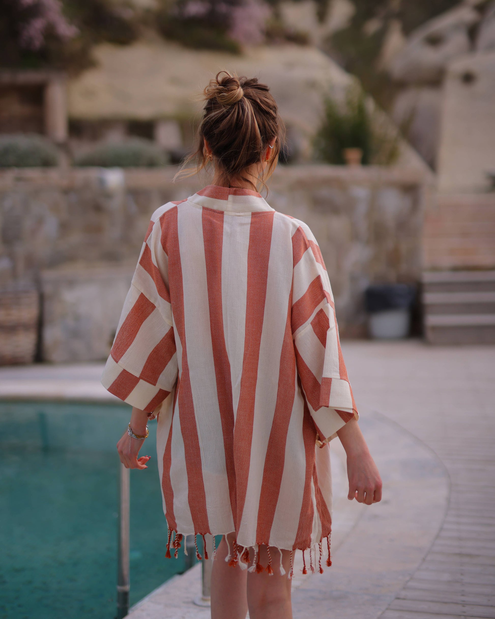 Striped Orange Beach Cover Up