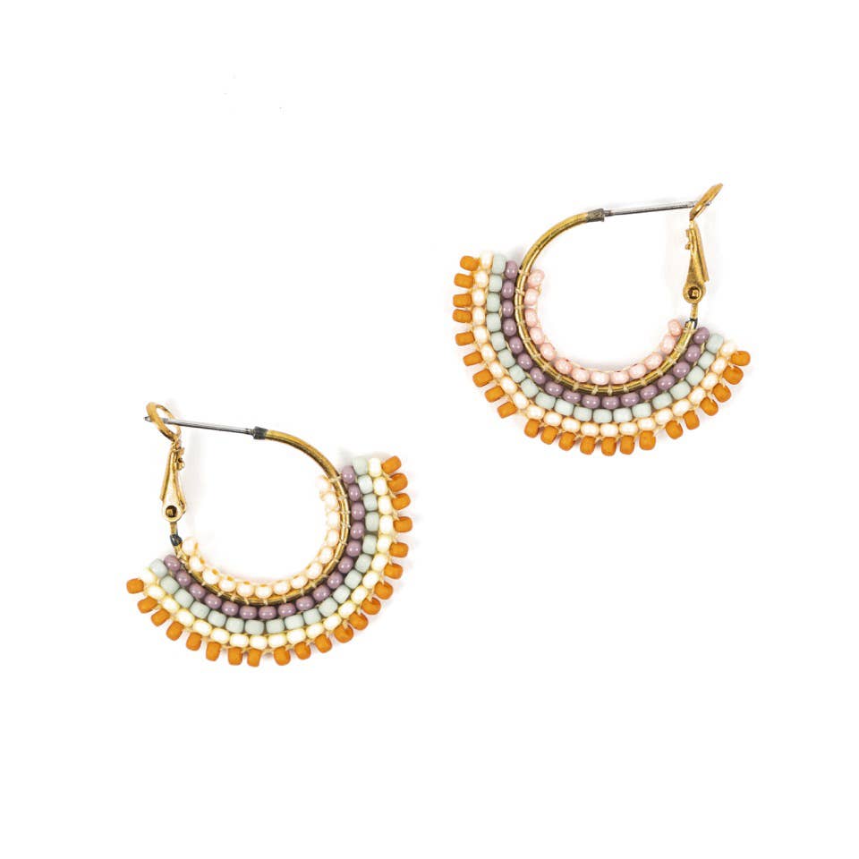 Handmade Beaded Skirt Hoop Earrings